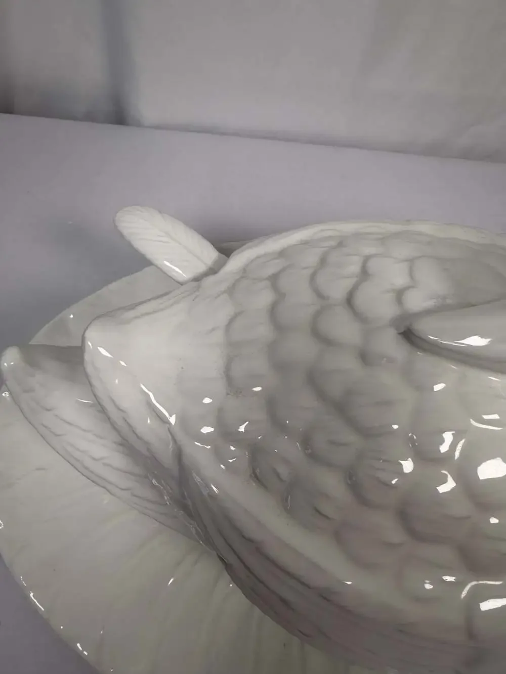 Vintage Ceramic White Swan Soup Tureen with Underplate Ladle and Lid